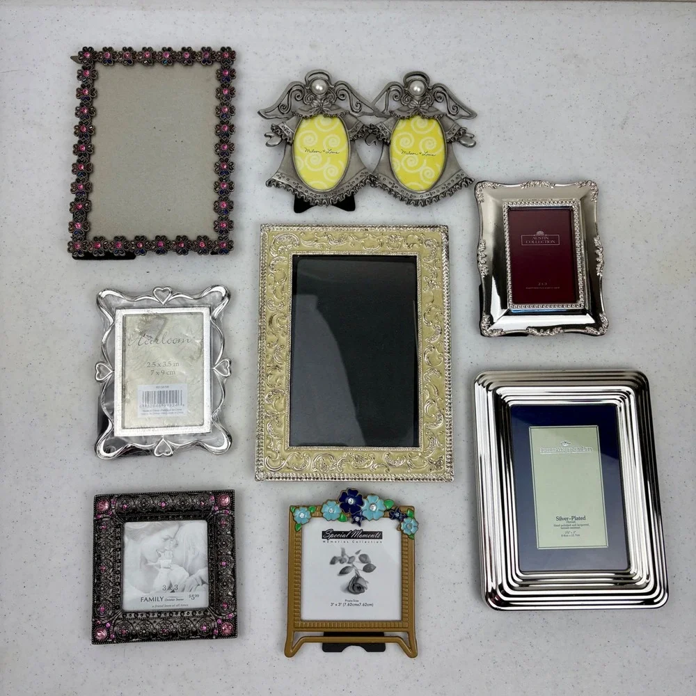 8pc‎ Small Gallery Picture Frame Lot Philip Whitney Milson Silver Floral Angel